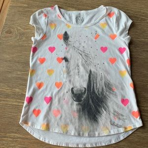 So Girls Size (7/8) T-Shirt Horse Heart Print Tiny Rhinestone Embellishment